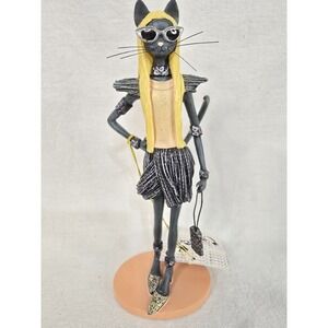 Westland Giftware Catwalk Sleek Cat Figurine 13812 Fashion Black Cat 2005 7.5"